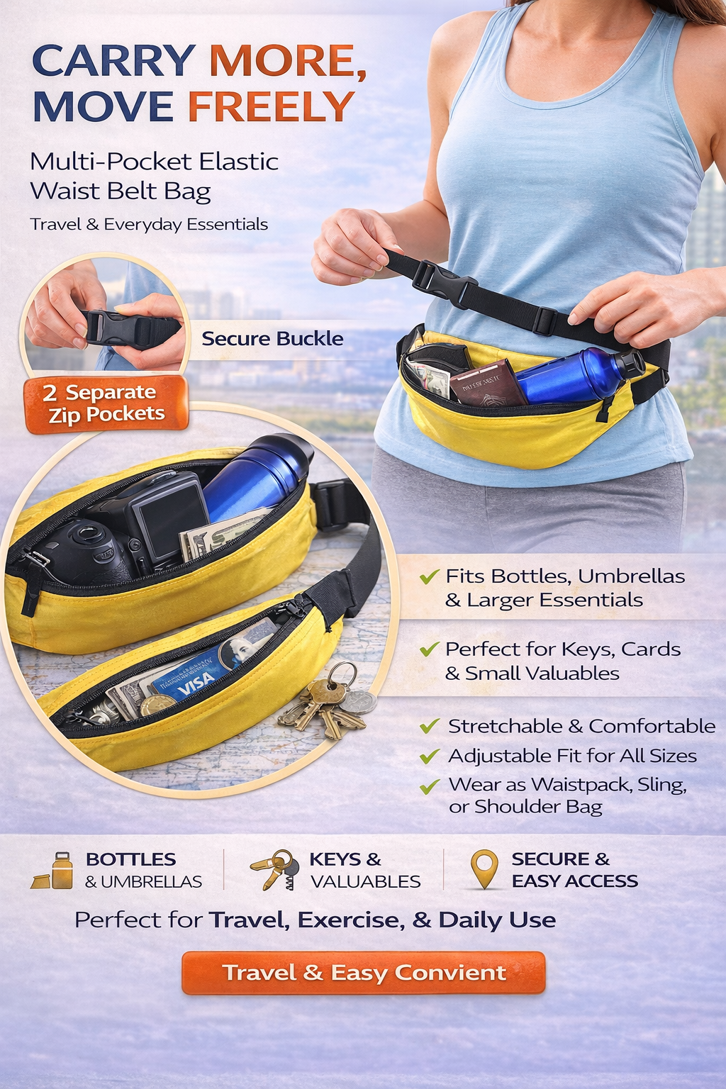 Shimono Universal Elastic Belt Bag | Travel & Everyday Essentials