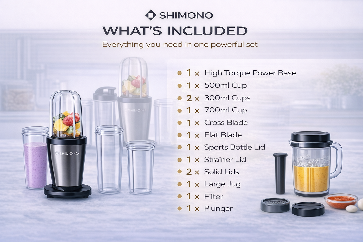 Shimono Multi-Functional Blender Set (12-in-1 Complete System)