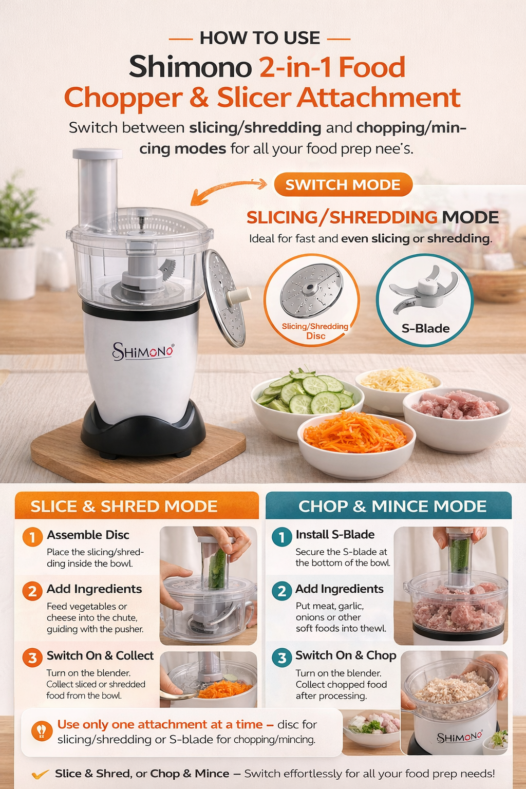 2-in-1 Food Chopper & Slicer/Shredder